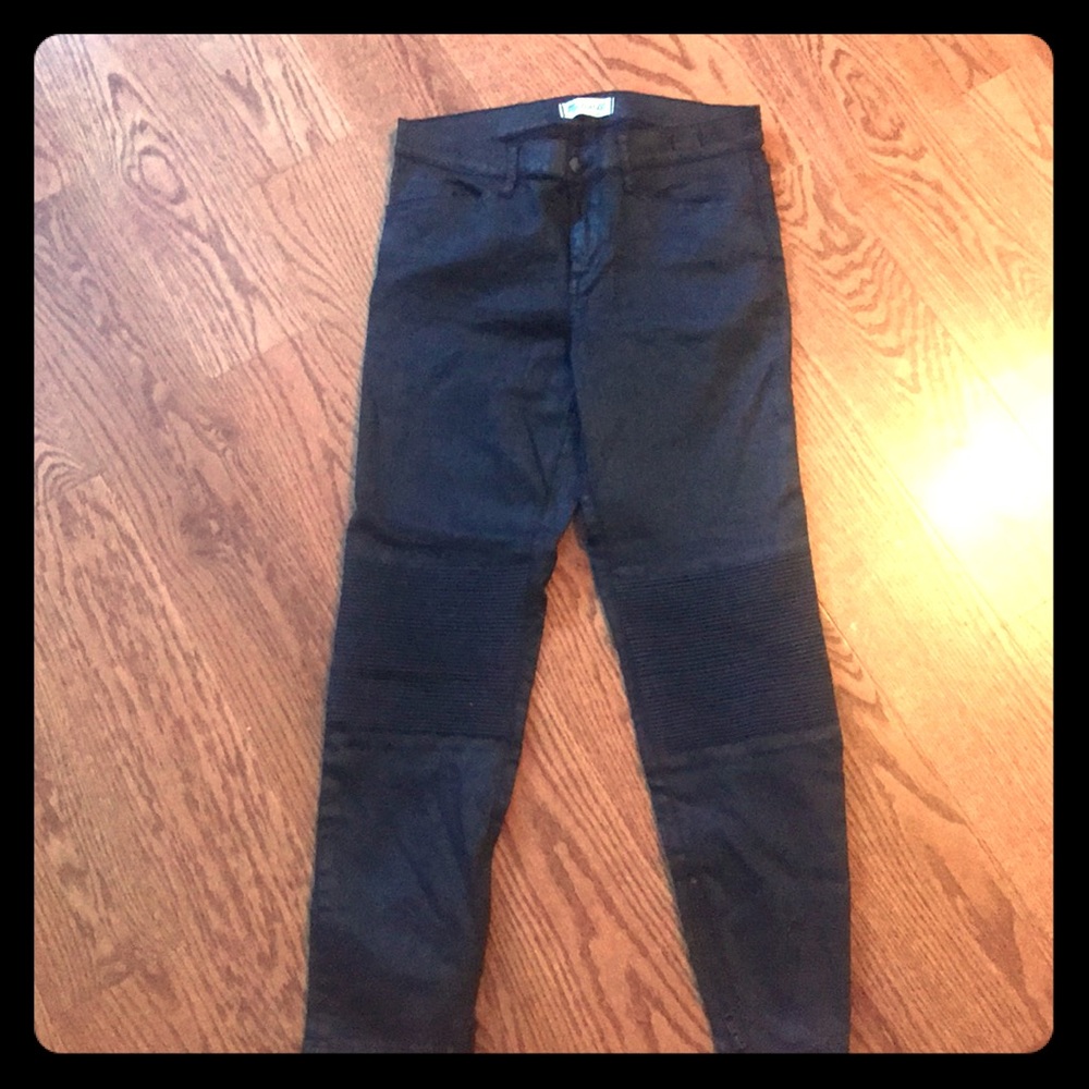 Madewell Skinny Coated  Black Moto Jeans